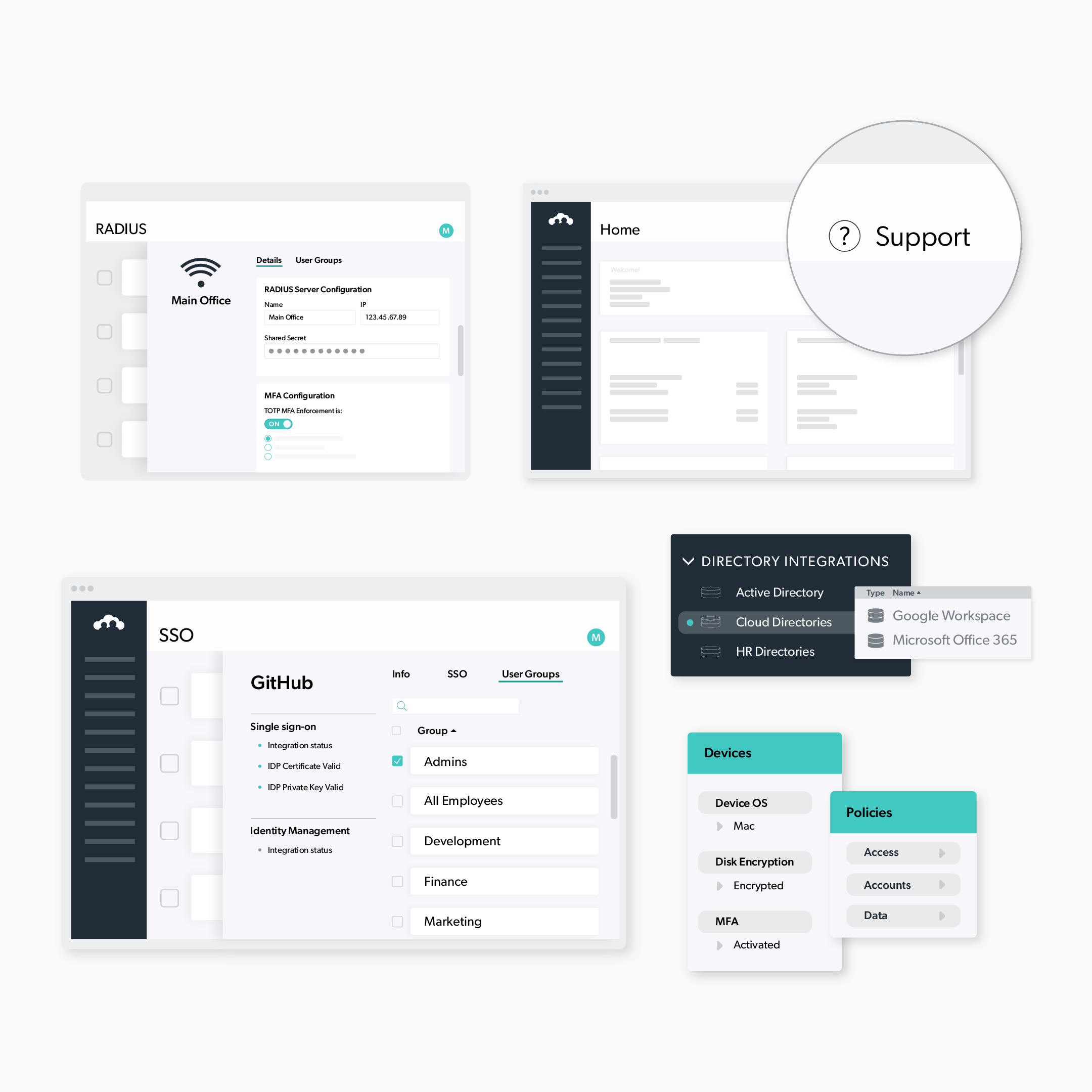 A selection of abstracted product illustrations