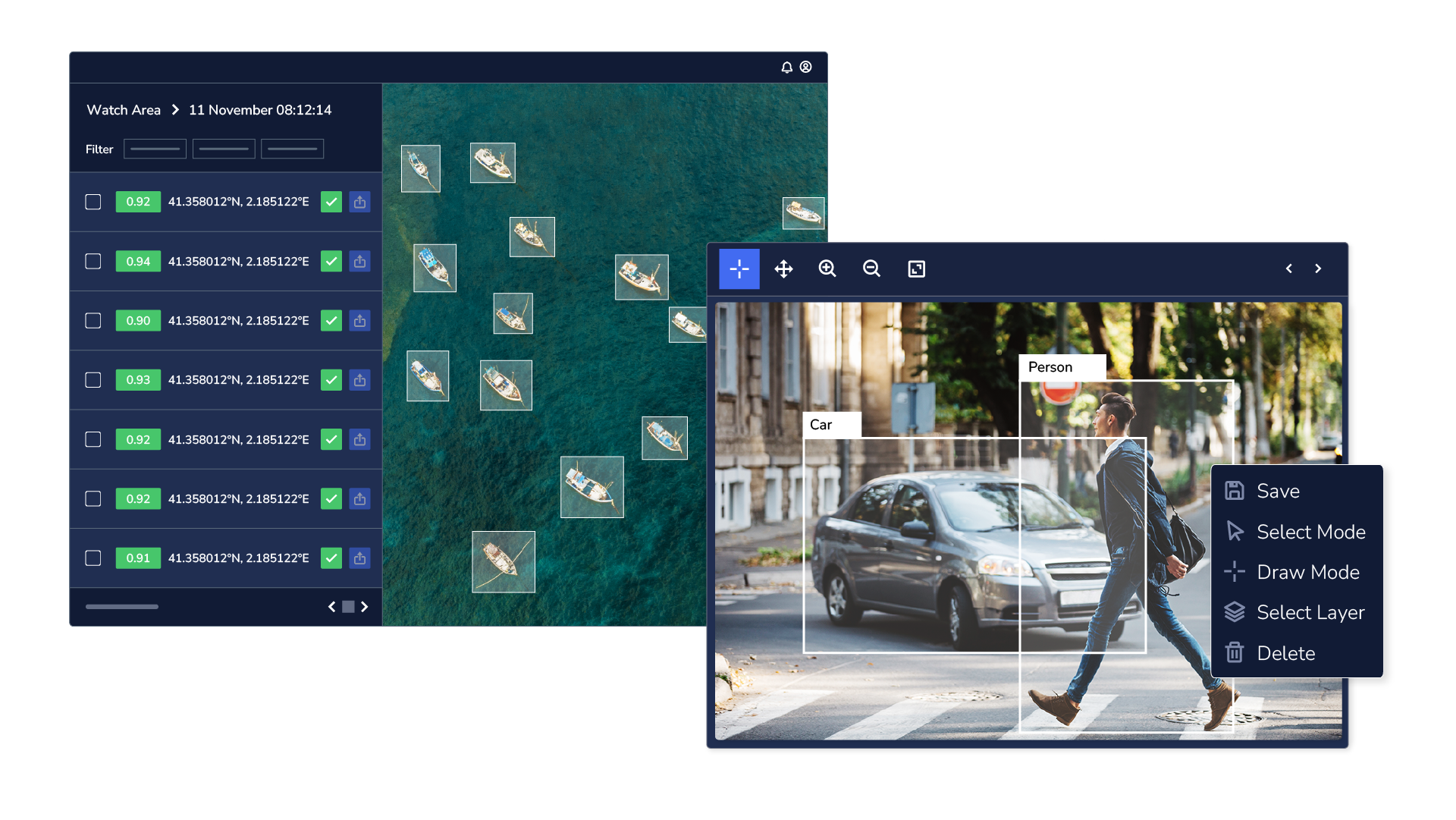 Hero illustration showcasing model inferences and image annotations