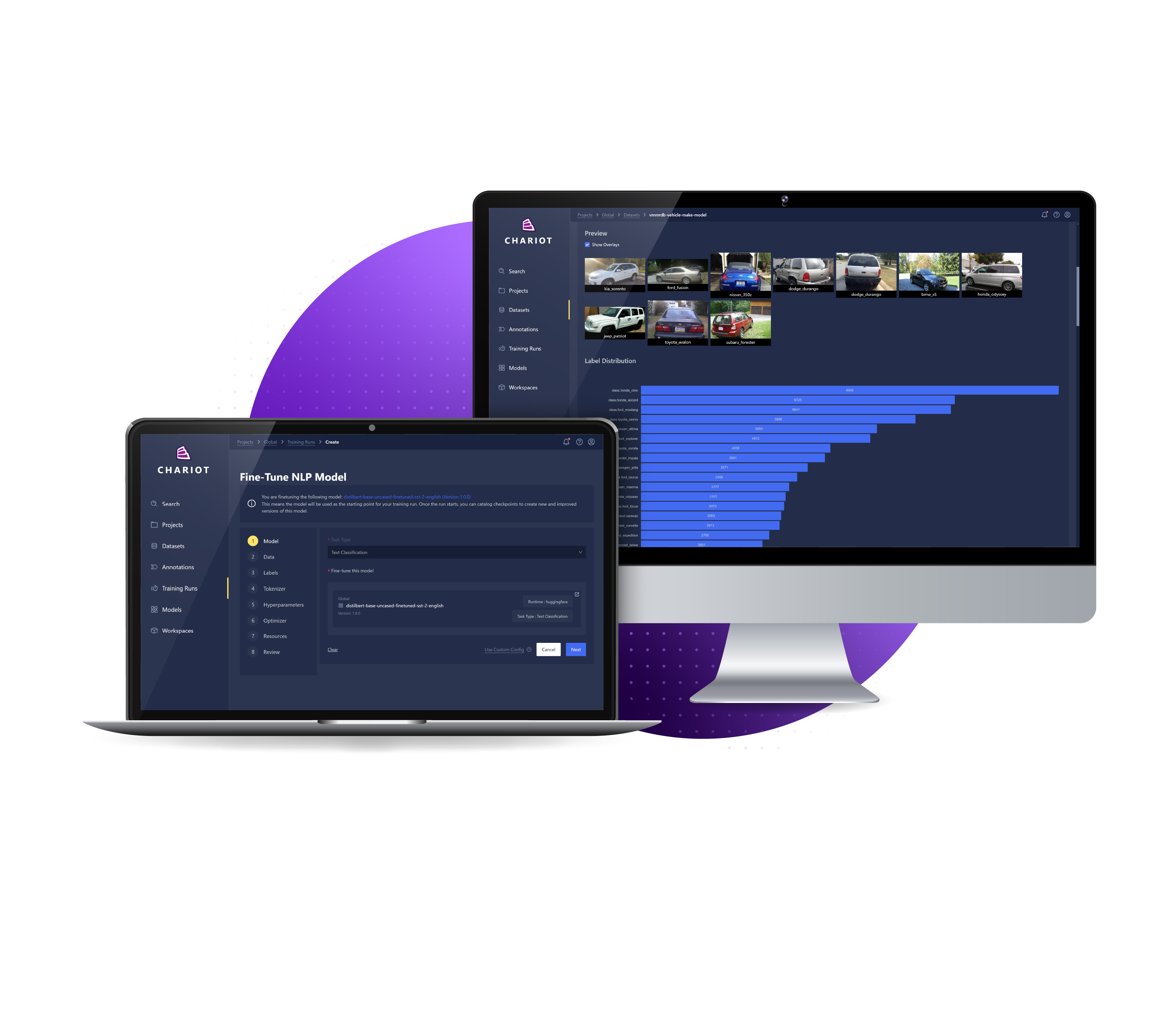 Product mockups on laptop and desktop
